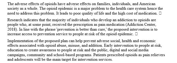 Develop a 3-5 page proposal for an intervention and implementation plan related to the health problem 