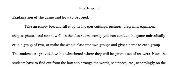 Devise a language game or communication activity that is informed by language acquisition theory