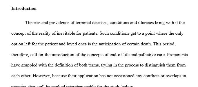 Discuss the current practices for end of life and palliative care from the Western Medicine