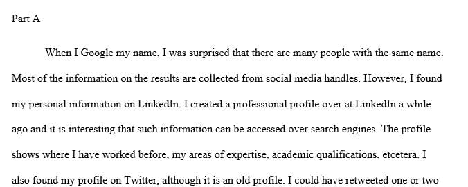 Discuss various places you found your personal information online