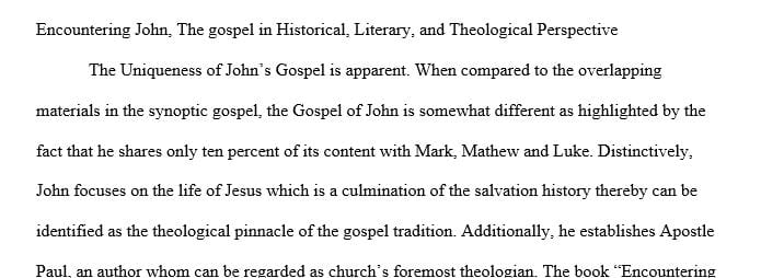 Encountering John, The gospel in Historical, Literary and Theological Perspective