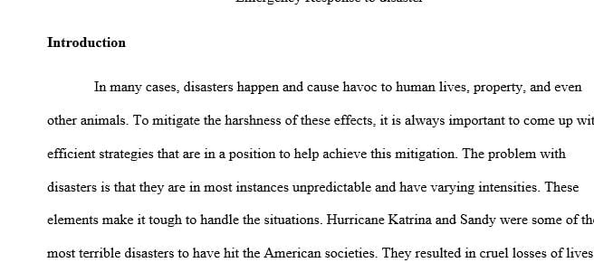 Explain the emergency response disaster from Katrina