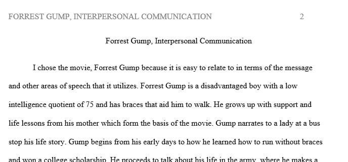 Explain what aspects of interpersonal communication you plan to evaluate while watching the film