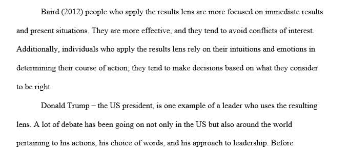 Find at least one public example of someone who has applied the results-based lens