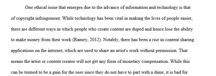 Give an example of an ethical or privacy issue that came about through use of an information technology