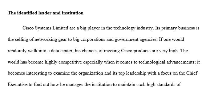 Give an overview of the organization and the leader.