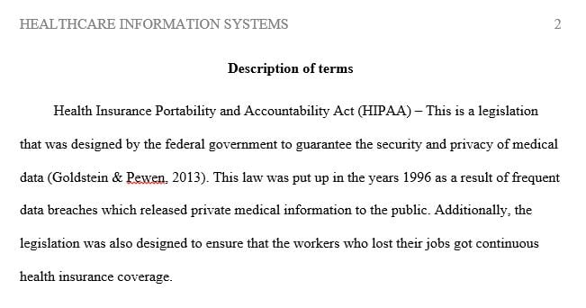 Health Care Information Systems Terms
