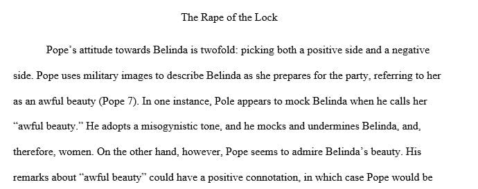How would you characterize Pope’s attitude towards Belinda