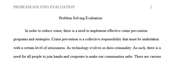 Identify a possible crime prevention program that could reduce a crime rate in the central city
