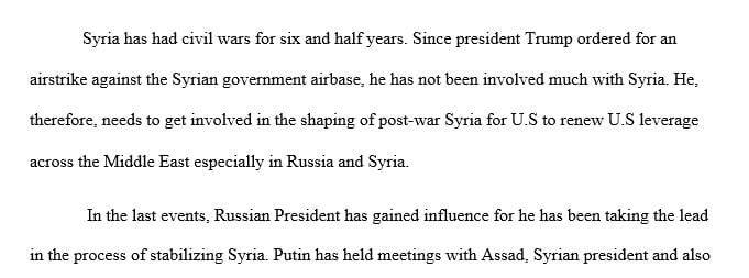 Imagine that you are an advisor to President Trump