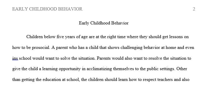 Imagine you are an Early Childhood Behavior Specialist that is providing a free training presentation to new parents