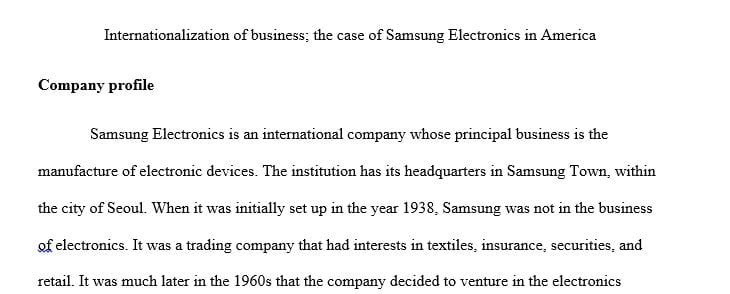In this task, you are asked to perform an international business analysis