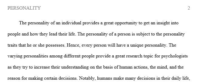 Initial Assumptions About Personality Development