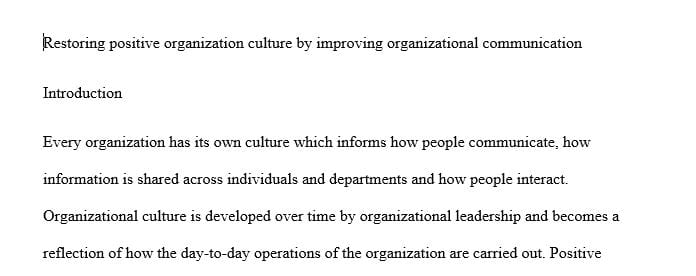 Lack of Communications Effect on Organizational Culture