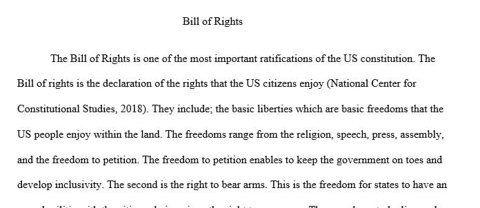 List each article in the Bill of Rights. In your own words explain what each means.