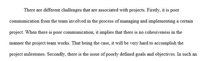 List two to three project challenges or specific risk management work based on the value of planning
