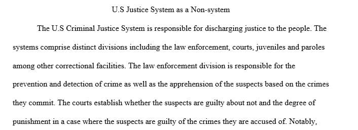 Overview of the rationale as to why some view the American process of rendering criminal justice as a non-system