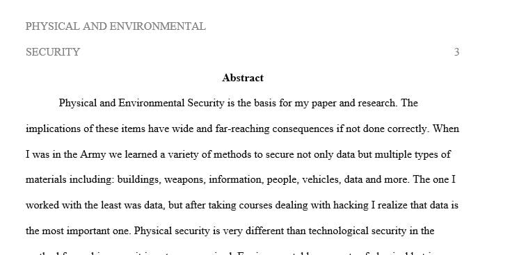 Topic is : Physical and Environmental Security in IT