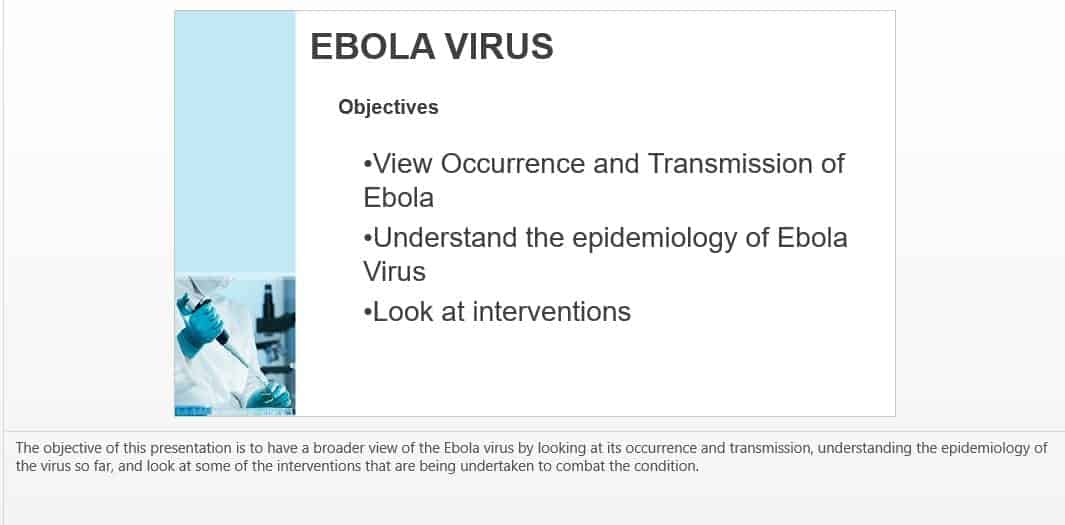 Powerpoint presentation at university graduate level about a communicable disease