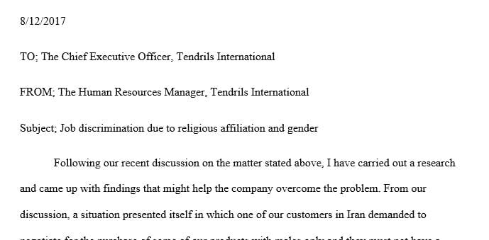 Pretend you are the HR Manager of a company and the CEO meets with you to get your opinion