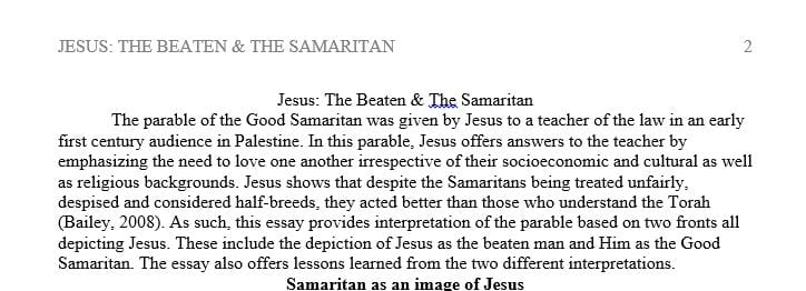 Provide an analysis of two different interpretations of The Parable of the Good Samaritan 
