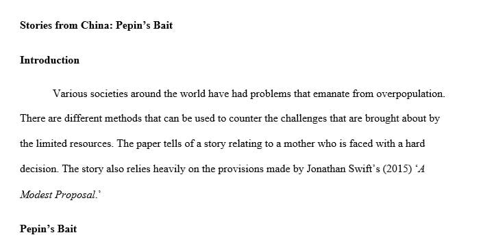 Read  A Modest Proposal by Jonathan Swift and write an essay based on this article.