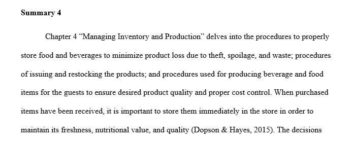 Read Chapter 4 and Chapter 5 of Food and Beverage Cost Control