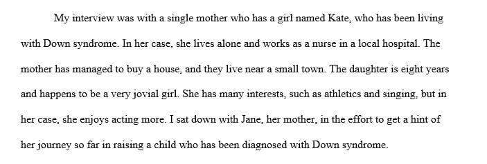 Reflection on the experience of being a family member of a child who has a disability