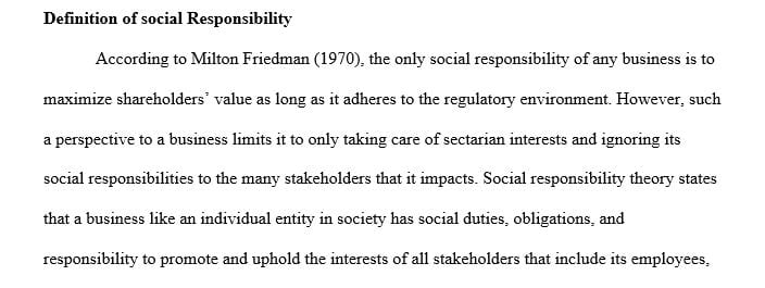Research, define and discuss social responsibility