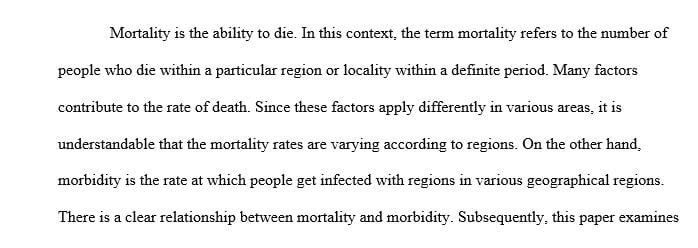Research the mortality and morbidity rates for your city