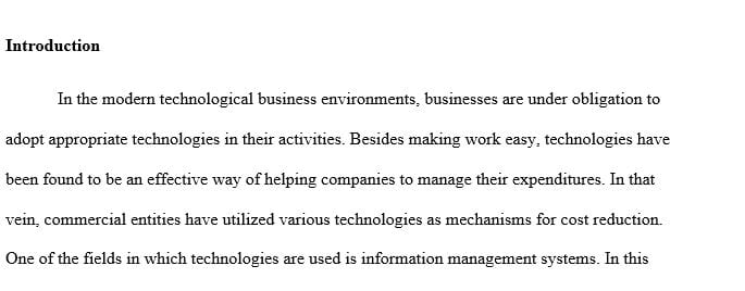 Respond to a series of questions about a selected company's information management system