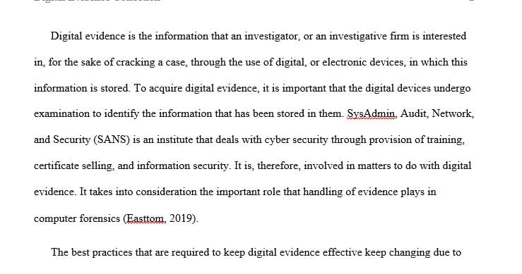 Select a recent reputable source for Best Practices in Collecting Digital Evidence