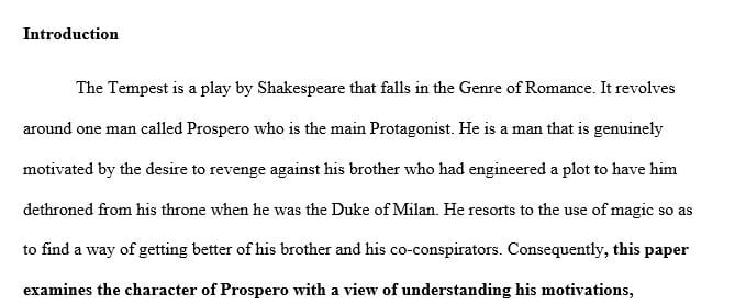 Select one character from The Tempest or one narrator from Letters to My Younger Self.