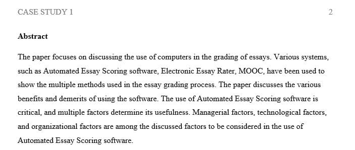 Case Study 1: Should a Computer Grade Your Essays