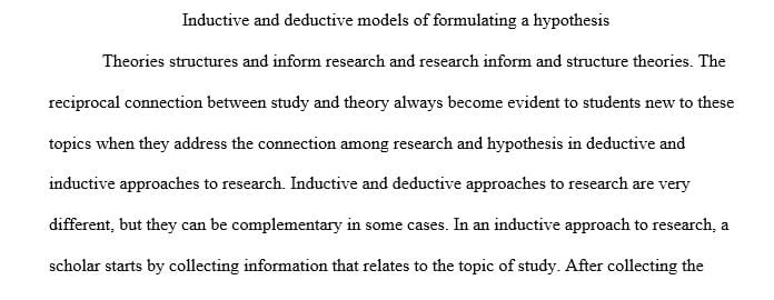 Study the inductive and deductive models of formulating an hypothesis