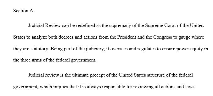 The Judicial Branch of the United States Government and the Supreme Court of the United States