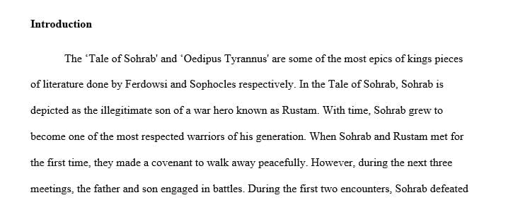Tragedy Across the Mediterranean: Consider “The Tale of Sohrab” from the Shahnameh in comparison