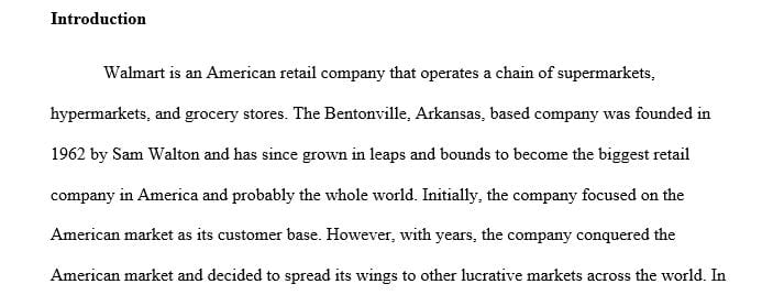 Walmart Company:The target countries are India, Russia, France, Germany, South Korea, Indonesia, Vietnam and South Africa.