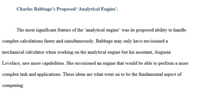 What do you think is the most significant feature of Charles Babbage's proposed 'analytical engine