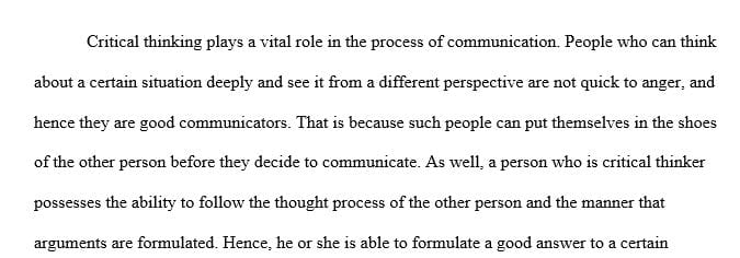 What is critical thinking considering an essential communication skill