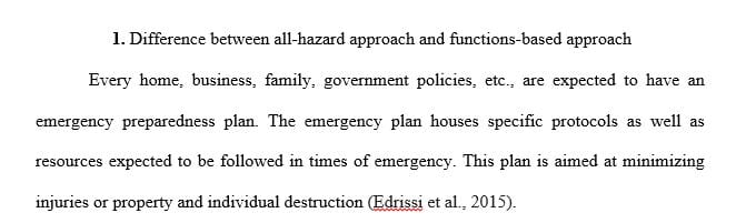 What is the difference between all-hazards approach and functions-based approach