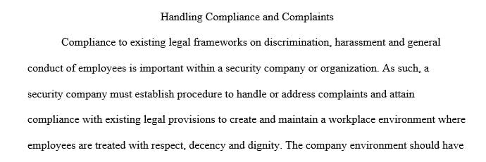 What procedure for handling internal complaints and compliance with discrimination