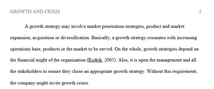 What types of crises can occur when a company is following a growth strategy