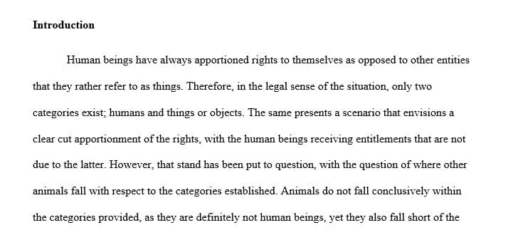 Write 4 pages of essays about Animals and the Law