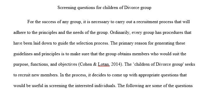 Write a 500-750-word paper that describes the criteria that you as the leader will use to choose the members for the group