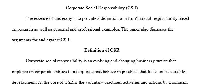 Write a paper about Corporate Social Responsibility (CSR)