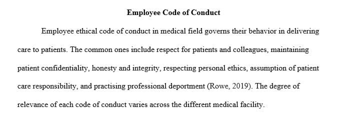 Write a paper about employee codes of conduct using information 