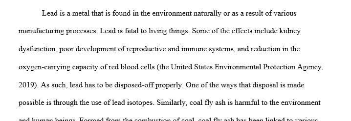 Write about Lead Isotopes as a New Tracer for Detecting Coal Fly Ash in the Environment