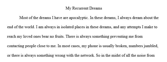 Write about a dream that really made an impact on you. It can be a recurring dream