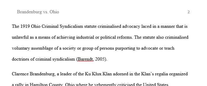 Write an one-page summary of the case explain why it is important to the First Amendment